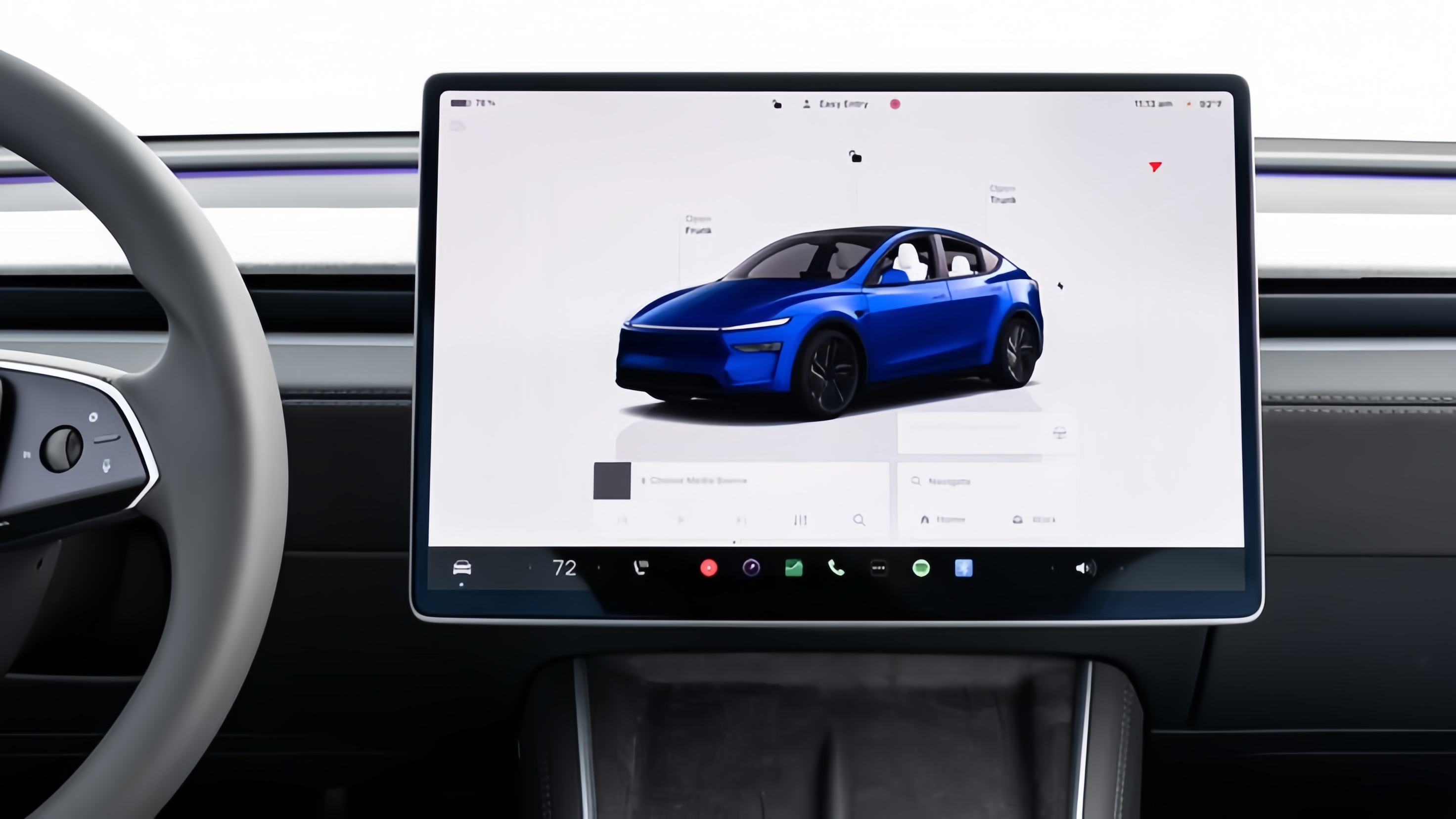 Vehicle cockpit touchscreen interface representing advanced HMI and display integration