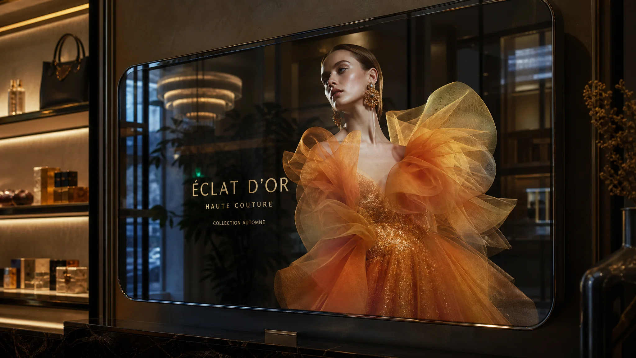 Commercial retail scenario with integrated touch displays for smart retail and hospitality